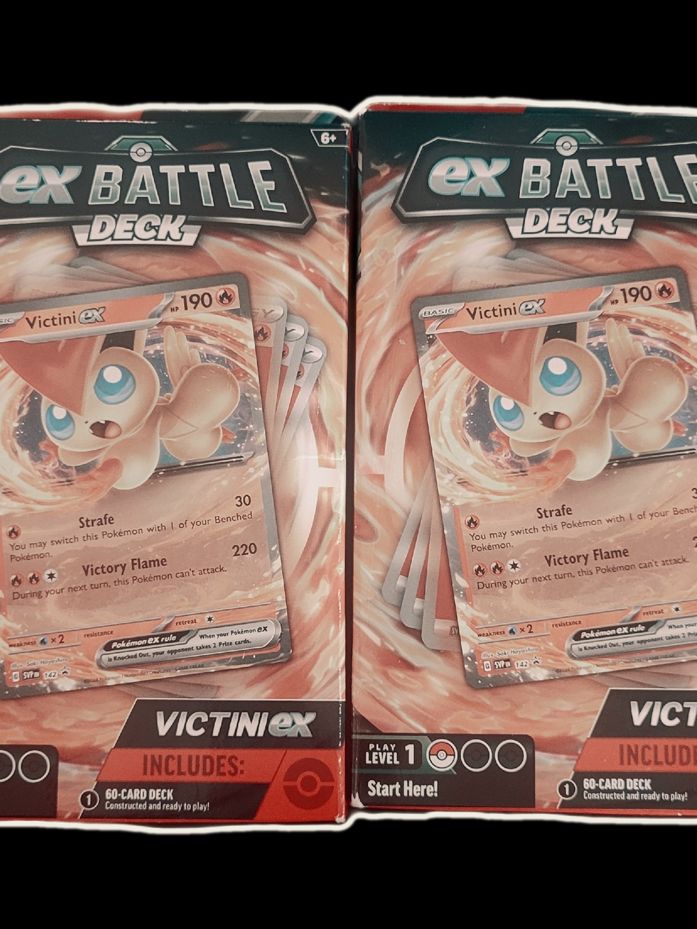 2 New Unopened Pokemon ex Battle Deck - Victini EX (orange, white)